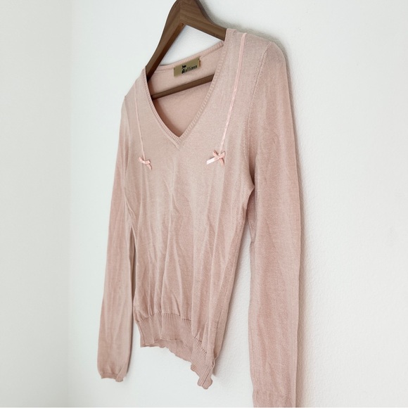 Spring 2006 John Galliano Silk Cashmere Pink Bows Crop V-Neck Knit Sweater - Picture 4 of 11